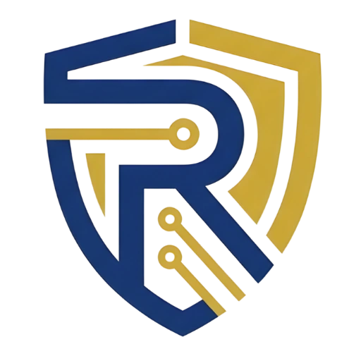 Rudhrah Technovations shield logo representing comprehensive social media security and protection services for politicians, NGOs, and brands